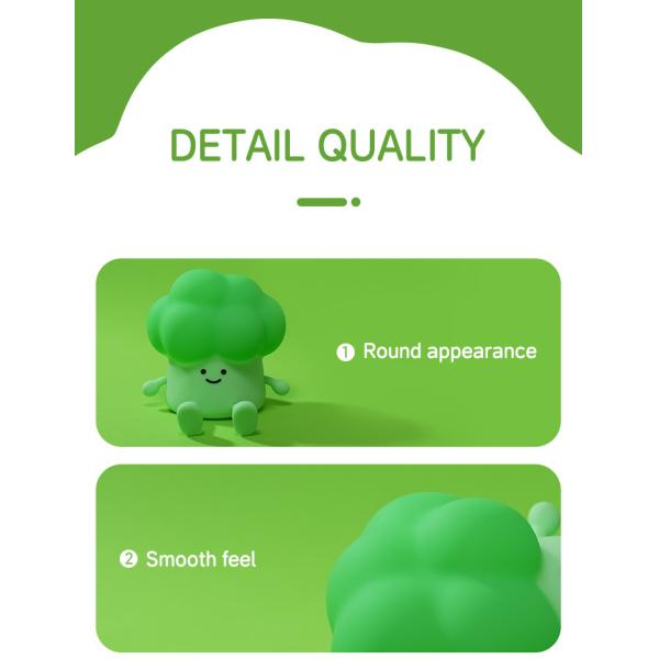 DY Trendy Sleep Silicone Night Light Rechargeable Bedside Vegetable Lamp 3 Level Dimming Broccoli Night Light