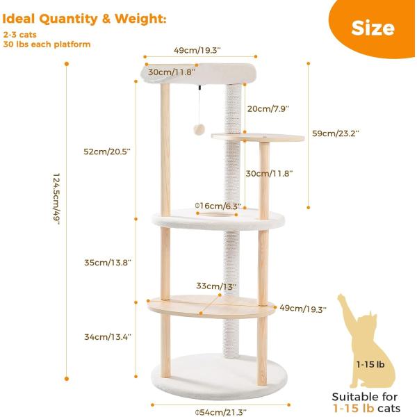 Customized Size 51 Inches 5-Level Cat Tree Cat Tower Activity Center With Scratching Posts Beige