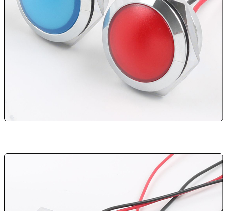 22mm IP66 Waterproof Metal Power Indicator Light Flat Head LED Panel Light 12-24V/220V 50000 Hours Lifespan Multi-Color Options