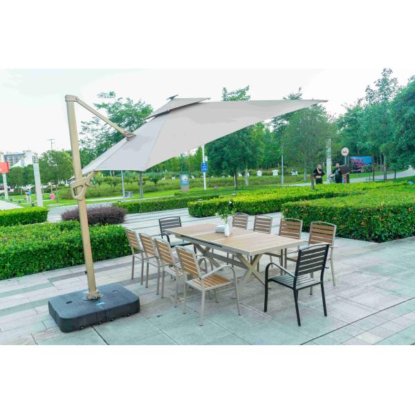 11 Pieces Outdoor Patio Furniture Plastic Wood Expandable Aluminum Garden Table And 8 Chairs