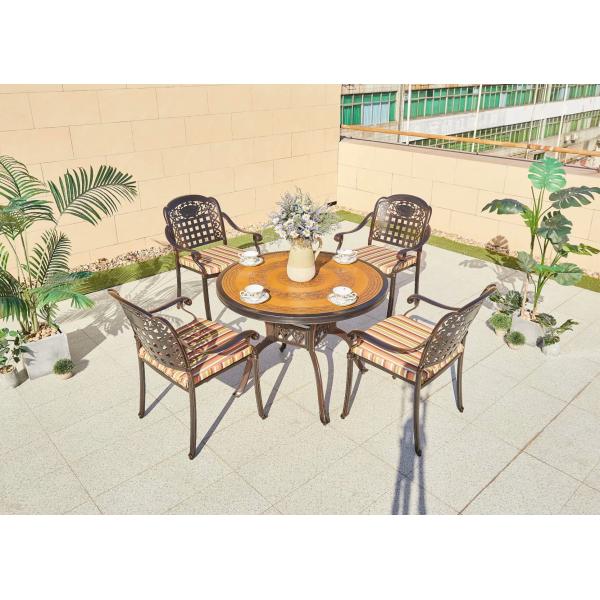 Balcony Bistro Furniture Wood Pattern BBQ Set Cast Aluminum Dining Set for Patio Dining