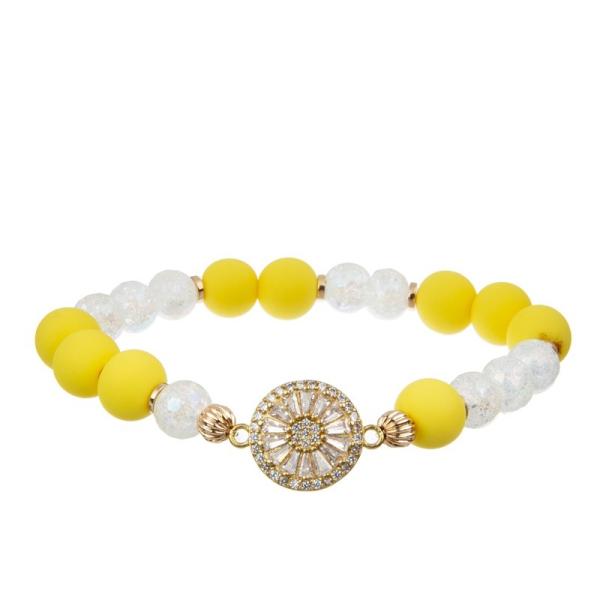 Yellow Tassel Boho Woven Elastic Stackable Bracelet Pack For Teens