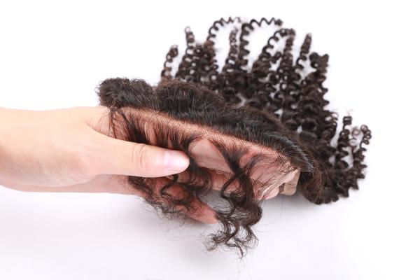 Elegant-wig Freestyle Indian Virgin Hair Jerry Curly Natural Hairline Lace Front Closure