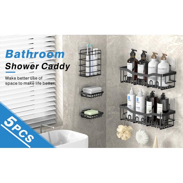 No Drilling Large Capacity Rustproof Stainless Steel Bathroom Organizer Bathroom Shower Shelves for Inside Shower Rack