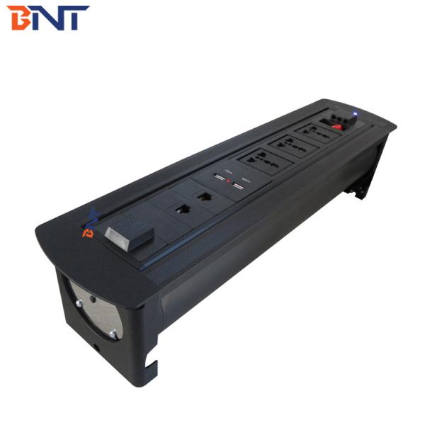 Aluminum alloy multimedia motorized flip up office furniture table power socket