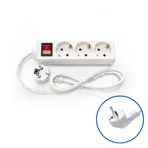 EU Certified H05VV-F 3x1.5mm2 4 Outlet Power Strip Socket Extension Cord with Switch Eu Plug 16A