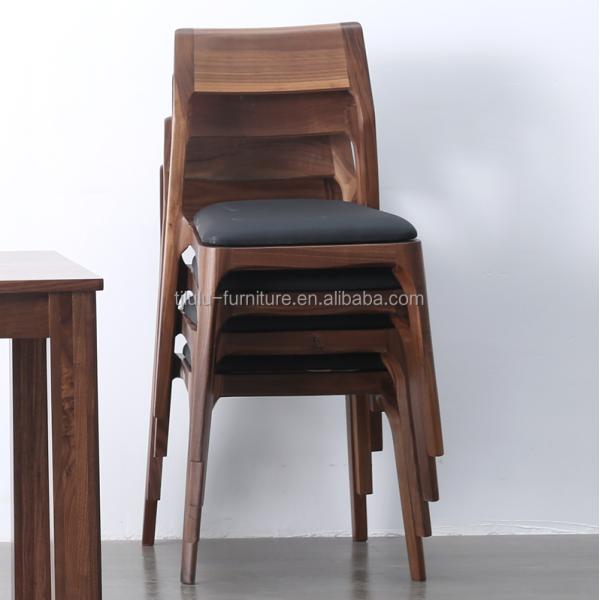 Modern Stacked Wooden Chair for Restaurant Dining Room Furniture Solid Wood Dining Chairs