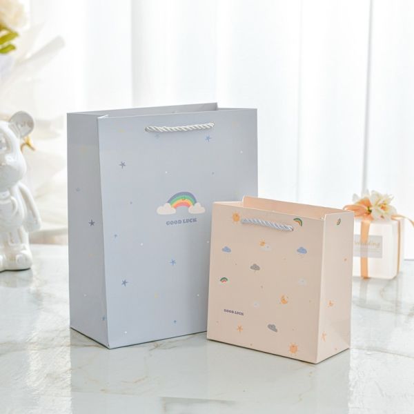 Good Luck Gift Bags Pastel Student Party Favors Twine Handle Carriers Birthday Celebration Paper Bags