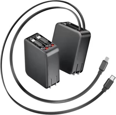 卸売 35W GaN 急速充電トラベルチャージャーアダプター 折りたたみ式 電話の急速充電用 2 本の格納式急速ケーブル付き