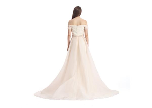 Beige Off The Shoulder Beaded Wedding Bridesmaid Dresses Dry Cleaning