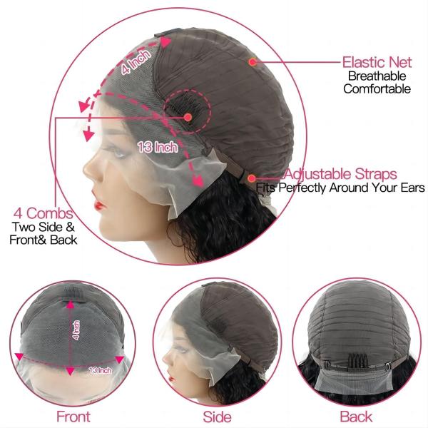 30 Inch Water Deep Wave Body Wave 4x4 Hd Transparent Lace Frontal Raw Human Hair Wig For Black Women