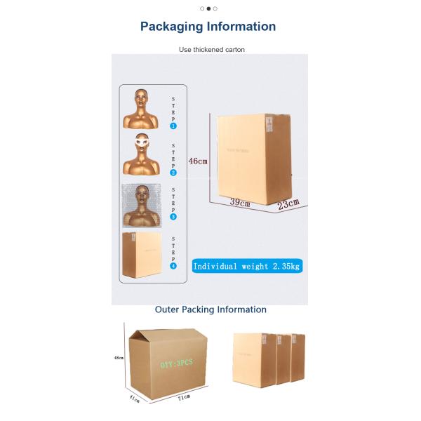 16.54 Inch Height PVC African American Mannequin Head With Shoulders female