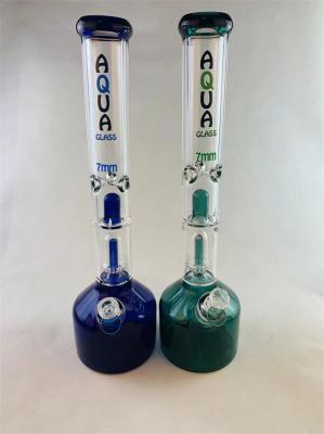 Double Percolator Scientific Glass Water Pipe 14 Inch Hookah Bong Bubbler 5mm