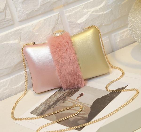 2016 new phone bag plush Night female fashion evening bag hit the color tide mini shoulder diagonal package