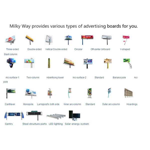 Single Sided Outdoor Steel LED Advertising Board Display 12M-30M Height