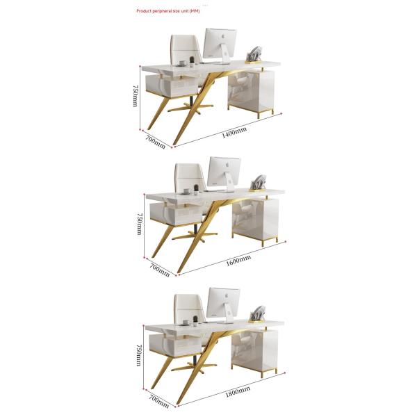 Muebles comerciales de diseño moderno Luz lujosa Escritorio del jefe con proceso de laca de horneado