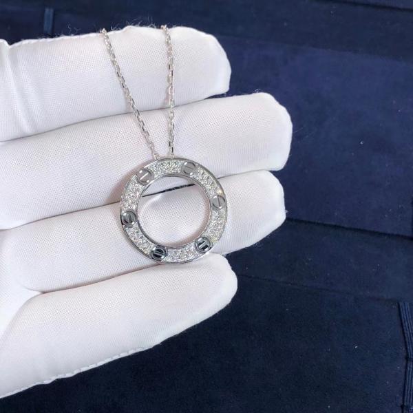 Customized Car Tier LOVE Necklace 18K White Gold VS Diamonds Paved