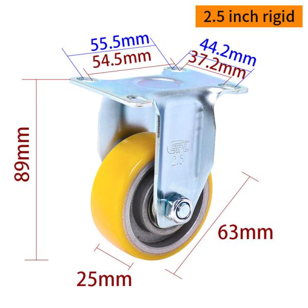 EDL de trabajo ligero 2.5 pulgadas 80 kg de placa de aluminio de rueda por tipo rígido, giratorio y freno