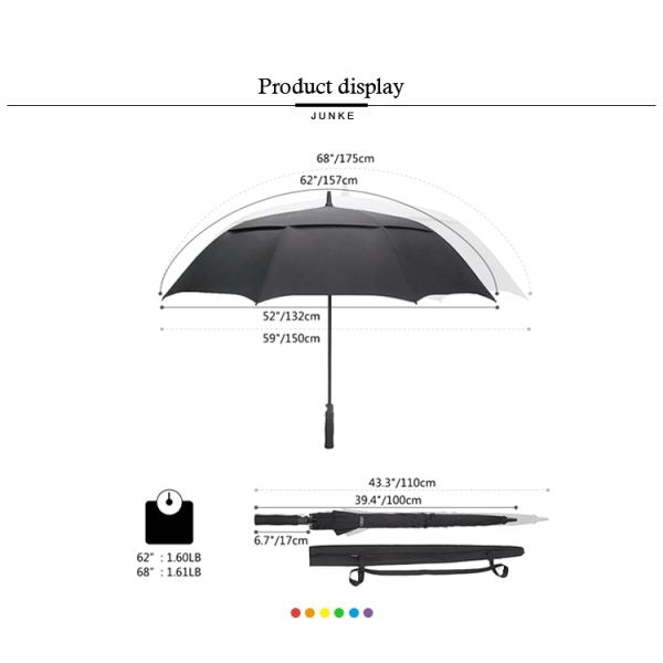 Large OEM 68 Inch Oversized Vented Golf Umbrella With 190T Pongee Fabric Waterproof Stick Umbrellas,Valentines Gift