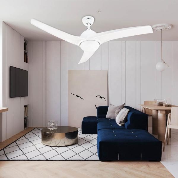 Ventilador de teto LED com luz 1stshine Controle de parede sem fio de motor silencioso DC clássico moderno