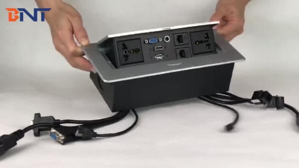 BNT Round Corner Office Tabletop Pop Up Desk Socket Box BD630-2R