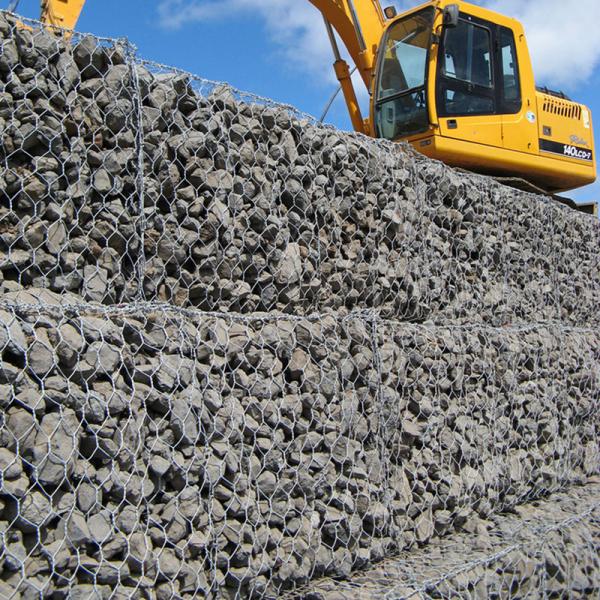 Heavy Galvanized Gabion Wire Mesh Double Twisted Woven Walls 6×8cm For Flood Control