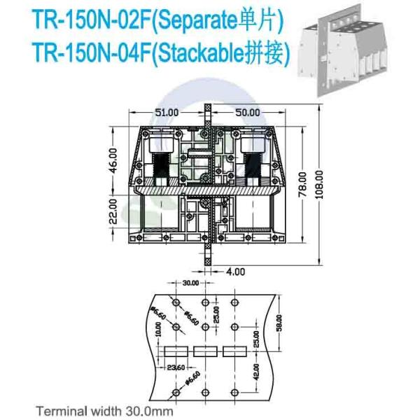 Cage Clamp Connection Type Through Panel Terminal Blocks 600V V-0 Inflammability Class for Needs