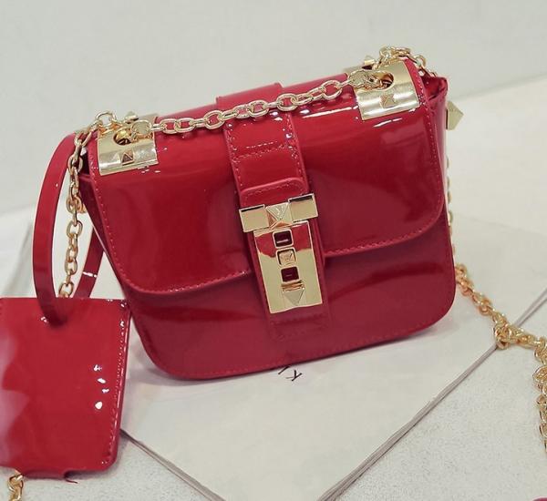 2016 spring new jelly small square package European and American fashion women lock chain shoulder bag Messenger bag