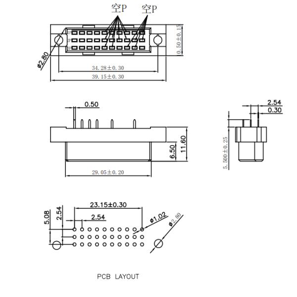 DIP Socket Pitch 2.54mm 3*10P PBT PCB Header Connector