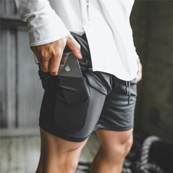 Double Deck Running Wear , Quick Dry Shorts Joyord Brand Machine Washable