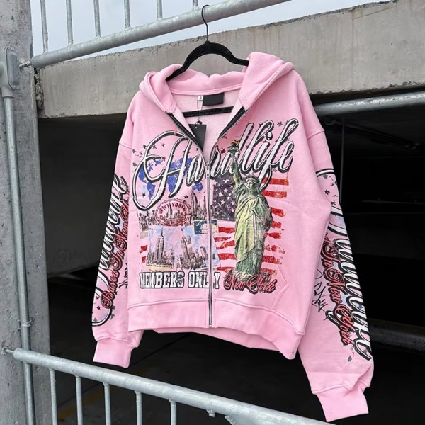 Custom Brand Logo Embroidery Plus Size Loose Fit Streetwear Hoodie
