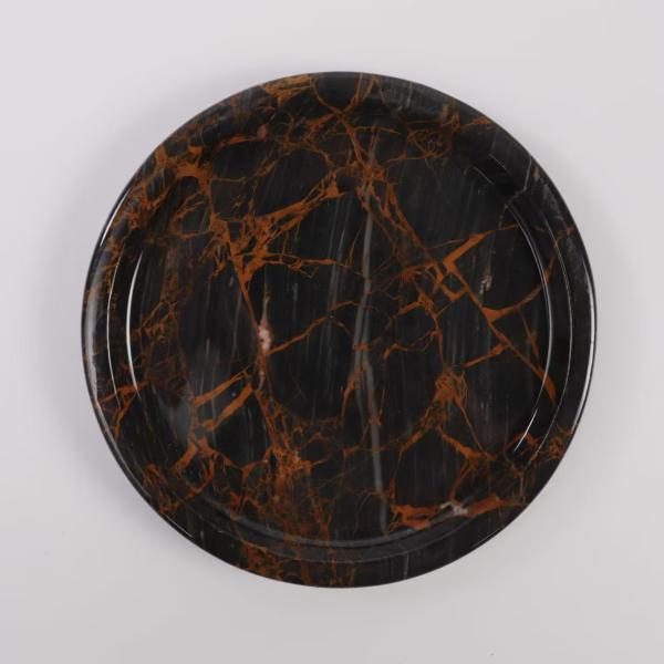 Bandeja Redonda de Mármol Natural de Lujo - Centro de Mesa de Diseño Moderno para Decoración de Interiores