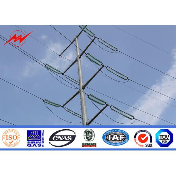 20m Electric Galvanized Electric Power Steel Pole Single Arm Type For 110KV Transmission Tower