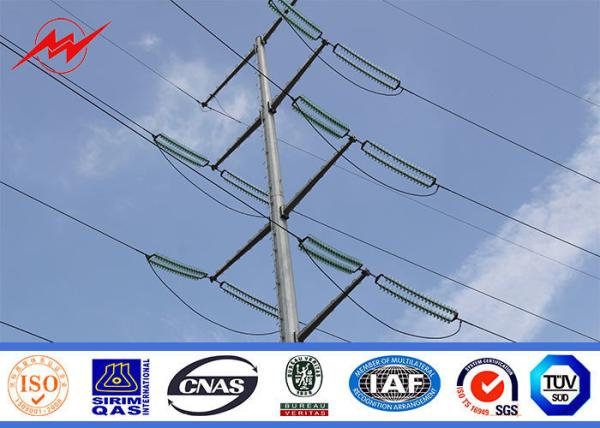 20m Electric Galvanized Electric Power Steel Pole Single Arm Type For 110KV Transmission Tower