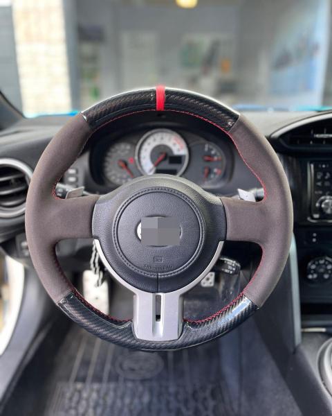 Wrap Custom Hand Sewing Black Suede Carbon Steering Wheel Cover for Subaru BRZ Scion FR-S FRS Toyota 86 GT86
