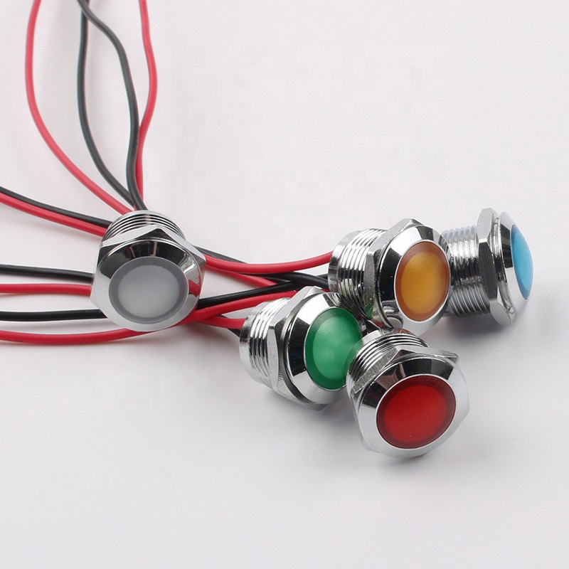 12mm Metal Indicator Light Spherical Short Style Waterproof Industrial Control Equipment CE Certified Soft LED Red Green Orange