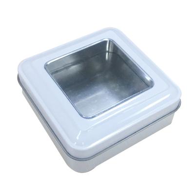 boîte de 85X85X30mm Matt Varnish Mini Square Tin avec la fenêtre