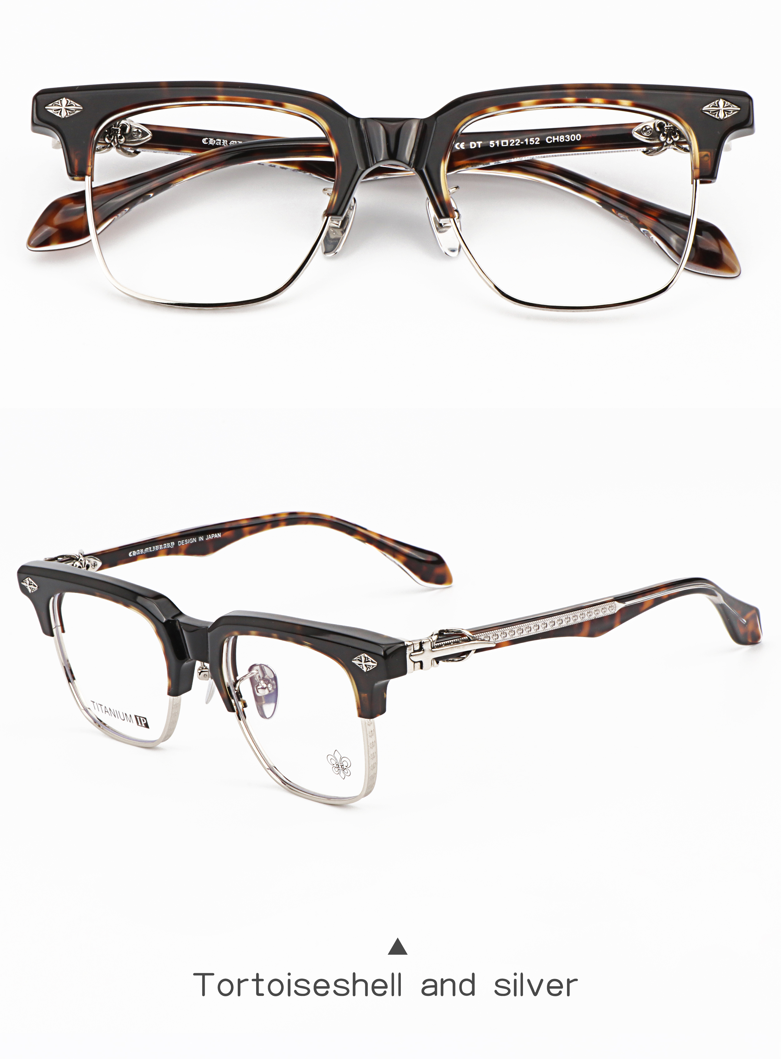 Marble White Frame Unisex Punk Style Square Semi-Rimless Marble Print Anti-Blue Light Blocking Prescription Reading Glasses