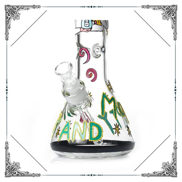 7MM Glass Water pipes Hand Drawing Art Bong Glass Smoking Hookah Beaker Bongs