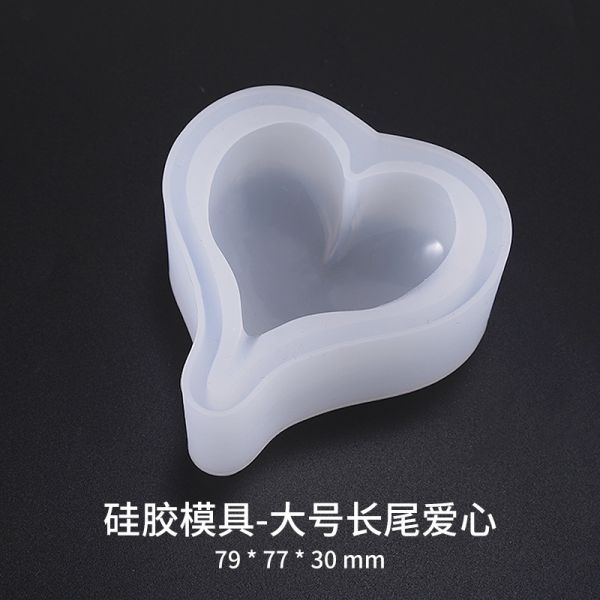Crystal dropper mold DIY jewelry long tail heart high brightness three types of heart silicone molds, large, medium and small
