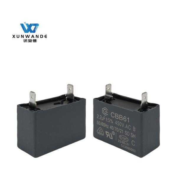 CBB61 Capacitor de filme Ventilador de célula 450V 2.2UF SH Tipo terminal Capacitor classe B