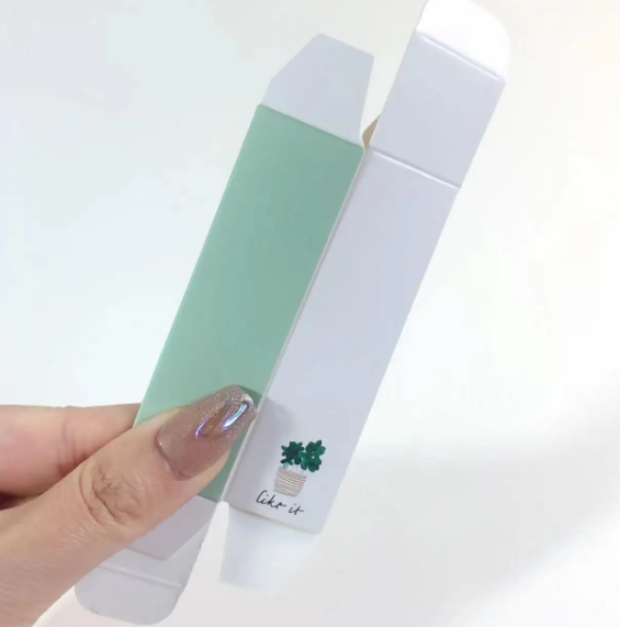 Square Cosmetic Packaging Carton Stock Green Plant Lipstick Lip Gloss Packaging Foldable Carton Liquid Lip Gloss