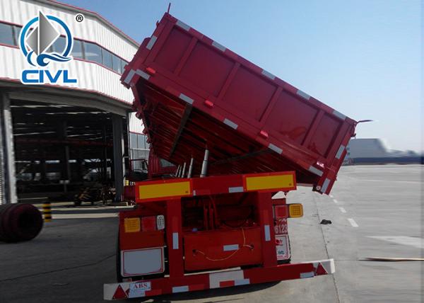 3 Axle 40T Container Flat Side Rollover Semi Dump Trailers / Side Dump Trailer