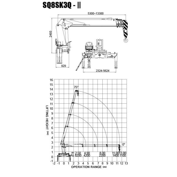 Durable 8 Ton Lifting Capacity Truck Loader Crane With Telescopic Boom