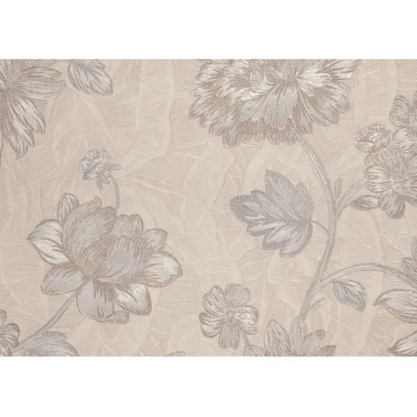 Beige Floral Pattern PVC Modern Wallpapers for Bedrooms with Embossed Surface