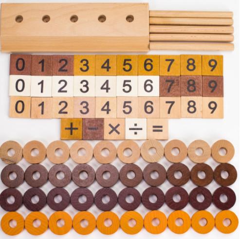 Enlightenment Wooden Educational Toys Column Baby Digital Cognitive Teaching Aids Plus