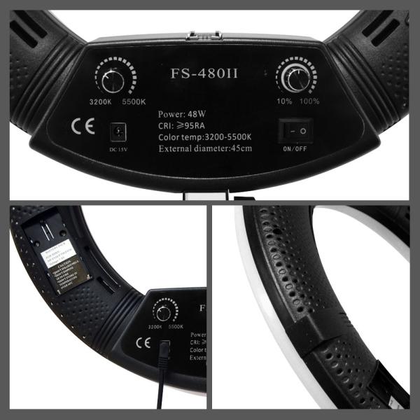 Fs-480 48w 18 дюймовый светодиодный кольцевой фотографический свет для макияжа красота подсветка телефон держатель селфи Камера подсветка кольцевой лампы