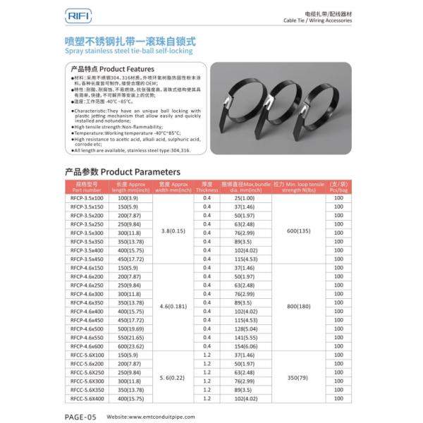Collier de serrage à bille en acier inoxydable 316 revêtu d'époxy