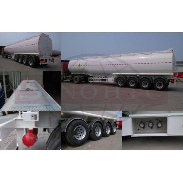 50m3 4 Alxe Fuel Tanker Semi Trailer , Diesel / Petrol Trailer Tank 6 Compartments