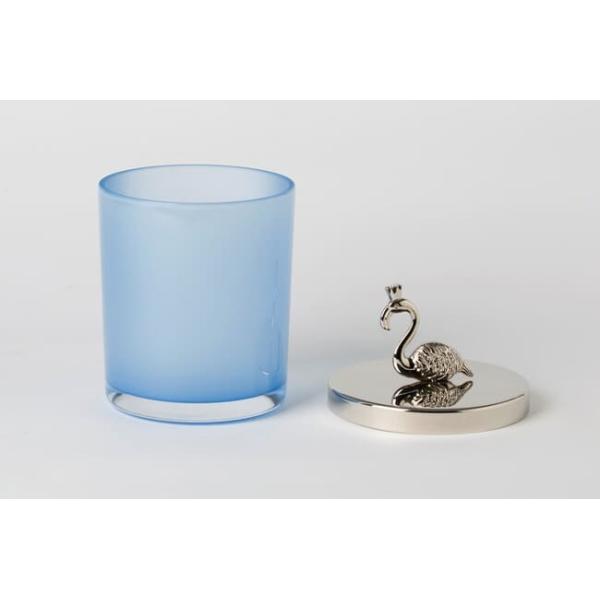 Empty 430ml Color Glass Candle Holder 15oz Blue Candle Jars With Lids